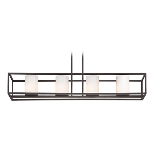 Design Classics Lighting Bronze Linear Chandelier with Cylindrical Shade 1698-220 GL1024C