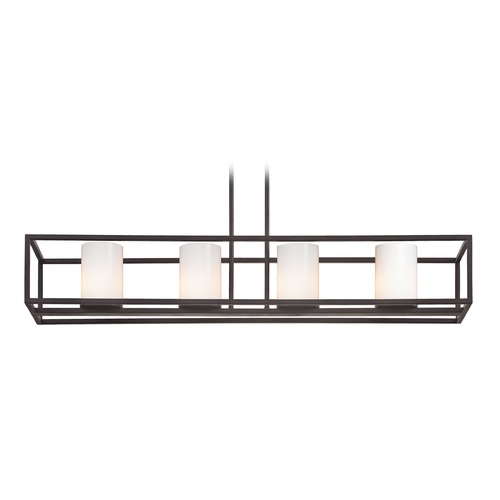 Bronze Linear Chandelier with Cylindrical Shade
