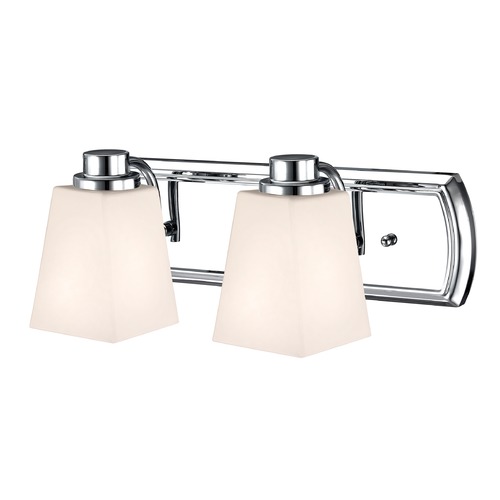 Design Classics Lighting 2-Light Bathroom Light in Chrome and Square White Glass 1202-26 GL1057