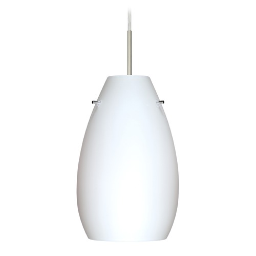 Besa Lighting Besa Lighting Pera Satin Nickel LED Mini-Pendant Light with Oblong Shade 1JT-412607-LED-SN