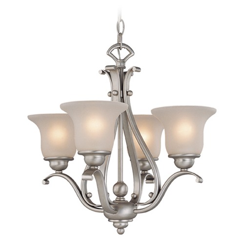Frosted Seeded Glass Chandelier Brushed Nickel by Vaxcel Lighting