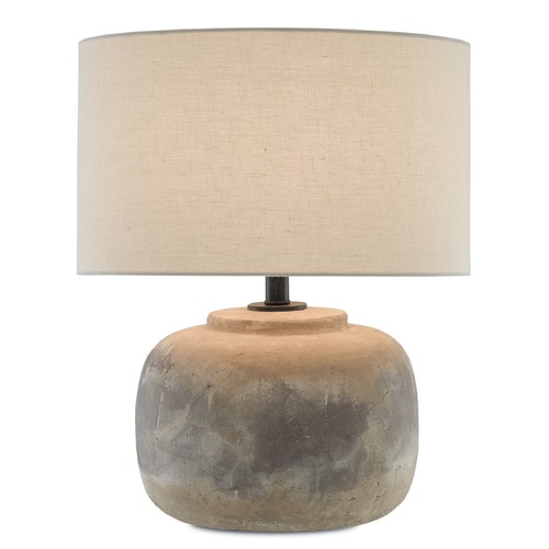 Currey and Company Lighting Currey and Company Beton Antique Earth Table Lamp with Drum Shade 6000-0272