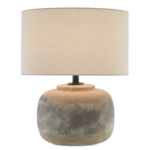 Currey and Company Beton Antique Earth Table Lamp with Drum Shade