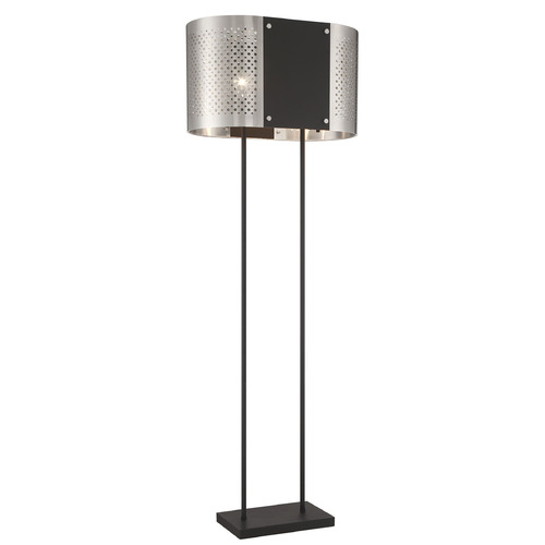 George Kovacs Lighting George Kovacs Noho Brushed Nickel & Sand Coal Floor Lamp with Oval Shade P5534-420