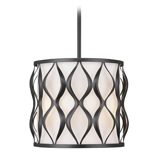 Z-Lite Harden Matte Black Pendant Light with Cylindrical Shade
