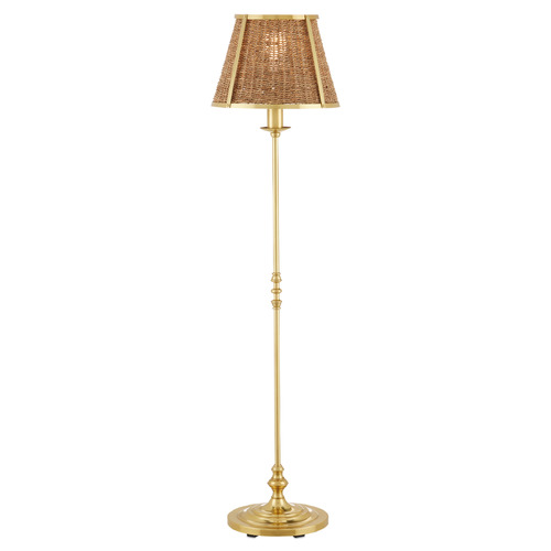 Currey and Company Deauville Polished Brass / Natural Floor Lamp with Empire Shade