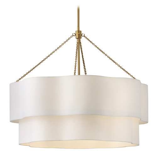Hinkley Gwen Lacquered Brass LED Pendant Light with Scalloped Shade