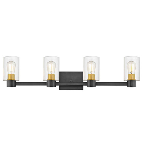 Design Classics Lighting Vashon 4-Light Bath Light in Matte Black & Brass by Design Classics 2104-07 SB GL1040C