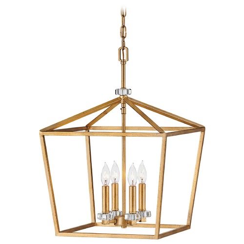 Hinkley Stinson 4-Light Distressed Brass Mini-Chandelier by Hinkley Lighting 3535DA