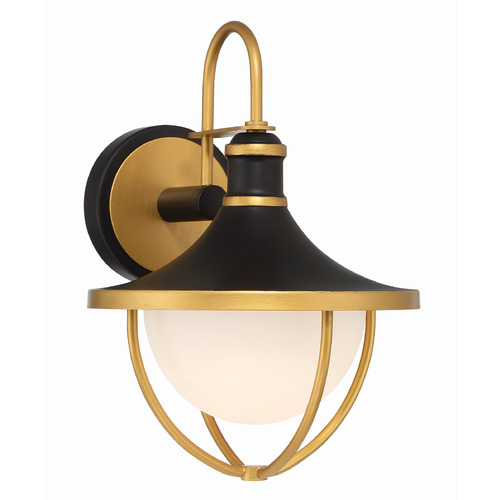 Crystorama Lighting Atlas Matte Black, Textured Gold Outdoor Wall Light