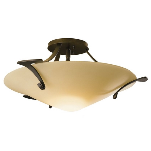 Modern Semi-Flushmount Light with White Glass in Bronze Finish