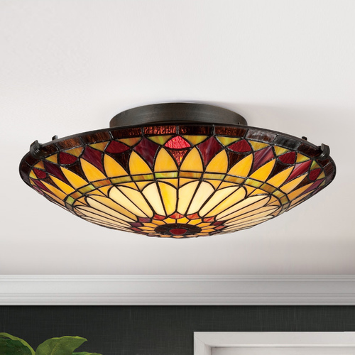 West End Flush Mount in Vintage Bronze by Quoizel Lighting