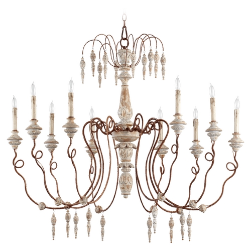 La Maison 10-Light Chandelier in Manchester Grey with Rust Accents