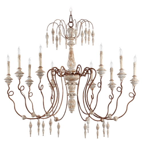 Quorum Lighting La Maison 10-Light Chandelier in Manchester Grey with Rust Accents by Quorum Lighting 6352-10-56