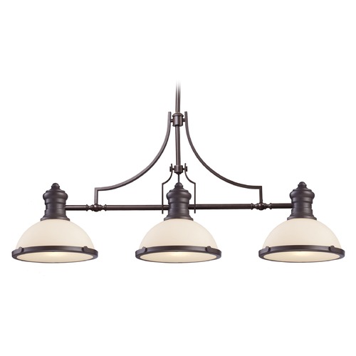 Elk Lighting Elk Lighting Oiled Bronze Island Light with Bowl / Dome Shade 66635-3