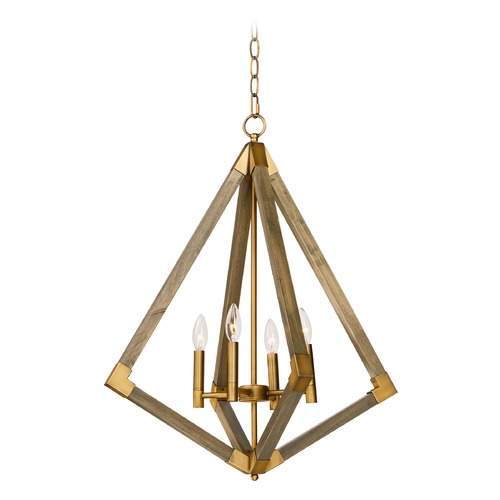 Maxim Lighting Vector Weathered Oak & Antique Brass Pendant by Maxim Lighting 12254WOAB