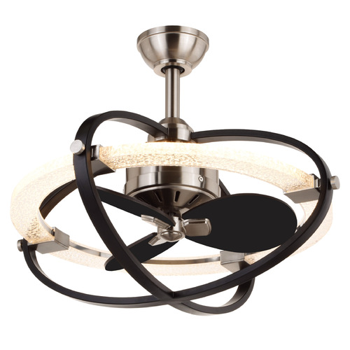 Vaxcel Lighting Galileo Satin Nickel & Black LED Ceiling Fan with Light