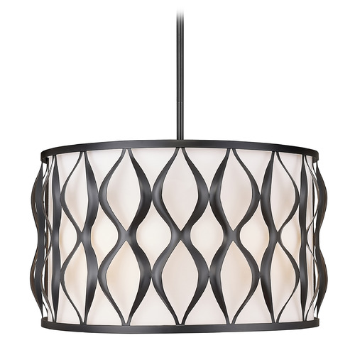 Z-Lite Harden Matte Black Pendant Light with Drum Shade