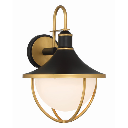 Crystorama Lighting Atlas Matte Black, Textured Gold Outdoor Wall Light