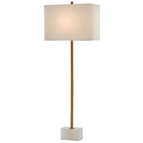 Currey and Company Lighting Currey and Company Felix Natural Alabaster / Antique Brass Table Lamp with Rectangle Shade 6000-0293