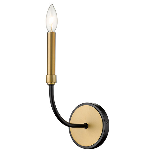 Z-Lite Haylie Matte Black & Olde Brass Sconce by Z-Lite 479-1S-MB-OBR