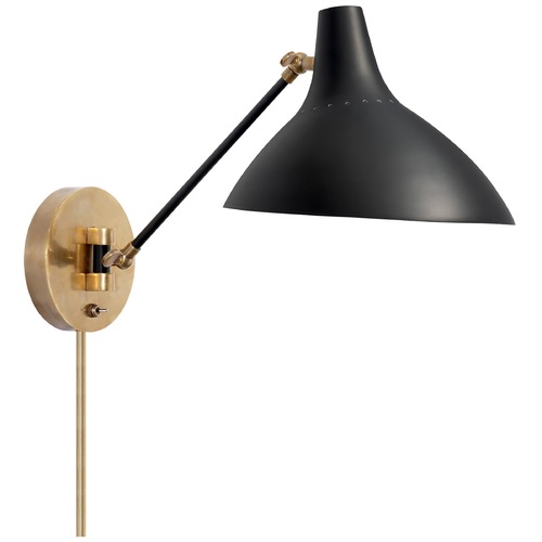 Visual Comfort Aerin Charlton Wall Light in Black & Brass by Visual Comfort ARN2006BLK