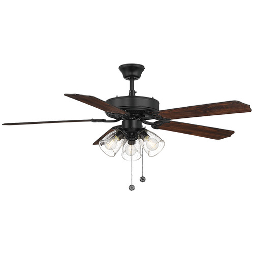 52-Inch 3-Light LED Ceiling Fan in Matte Black by Meridian