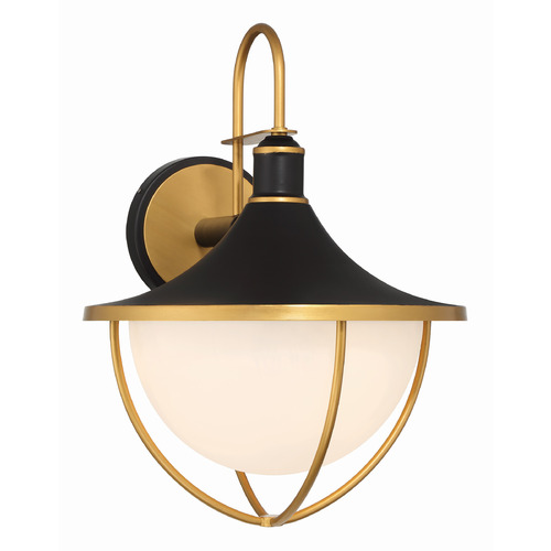 Crystorama Lighting Atlas Matte Black, Textured Gold Outdoor Wall Light