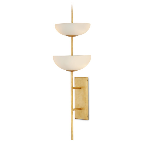 Currey and Company Lighting Currey and Company Ian Thornton Follett Gold Leaf LED Sconce 5000-0253
