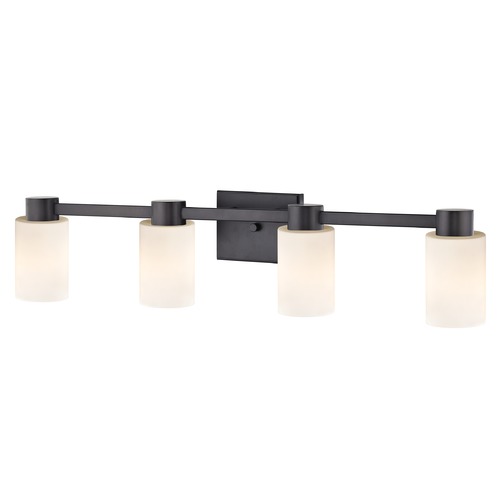 4-Light Shiny White Glass Bathroom Vanity Light Bronze