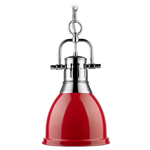 Duncan Small Pendant in Chrome & Red by Golden Lighting