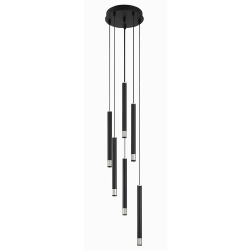 George Kovacs Lighting George Kovacs Wand Coal & Brushed Nickel LED Multi-Light Pendant with Cylindrical Shade P5404-691-L