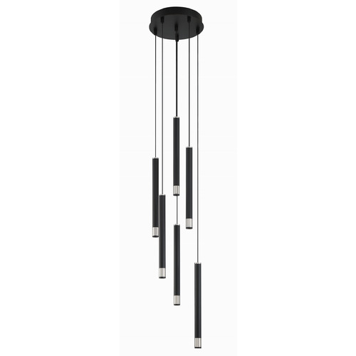 George Kovacs Wand Coal & Brushed Nickel LED Multi-Light Pendant with Cylindrical Shade