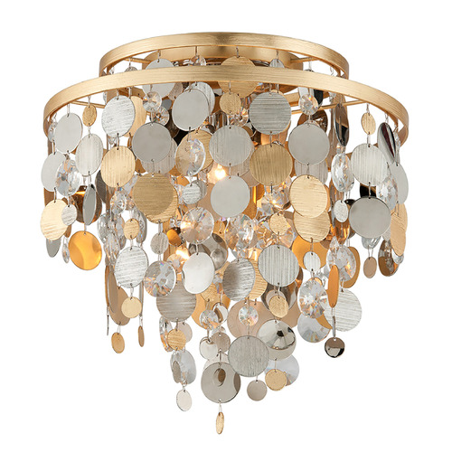 Corbett Lighting Ambrosia Silver & Gold Leaf & Stainless Flushmount Light