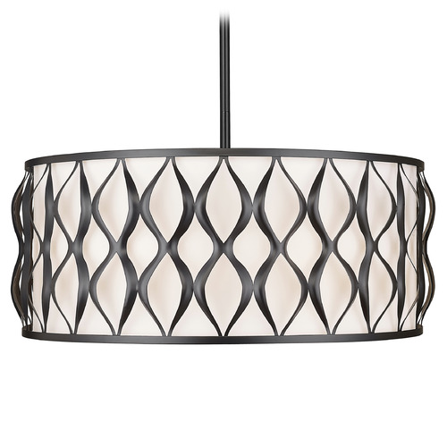 Z-Lite Harden Matte Black Pendant Light with Drum Shade