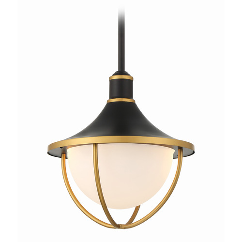Crystorama Lighting Atlas Matte Black, Textured Gold Outdoor Ceiling Light