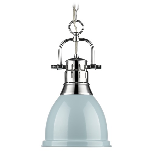 Duncan Small Pendant in Chrome & Seafoam by Golden Lighting