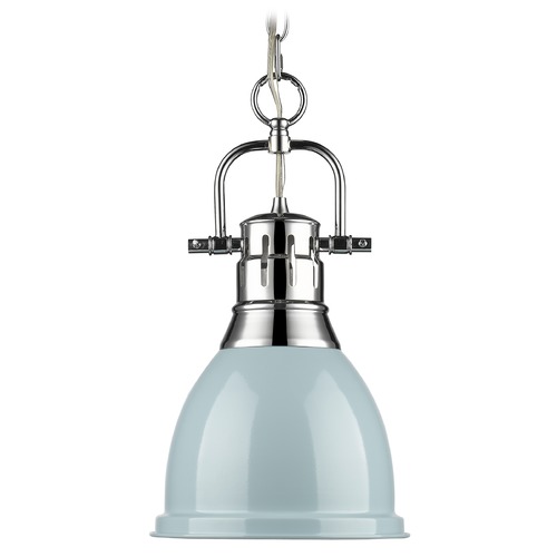 Golden Lighting Duncan Small Pendant in Chrome & Seafoam by Golden Lighting 3602-S CH-SF