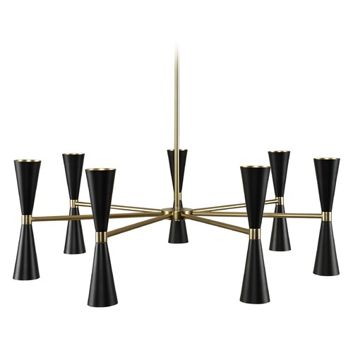 Milo LED Chandelier in Black & Vintage Brass by by Kalco Lighting