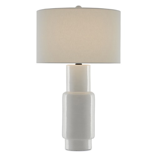 Currey and Company Lighting Currey and Company Janeen White / Satin Black Table Lamp with Drum Shade 6000-0300