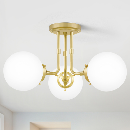 Landry 3-Light Satin Brass Semi-Flush by Quoizel Lighting