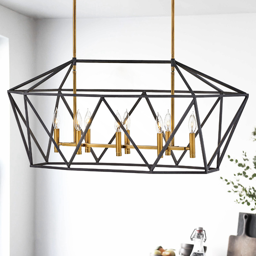 Hinkley Theory 8-Light Aged Zinc & Heritage Brass Chandelier by Hinkley Lighting 3575DZ