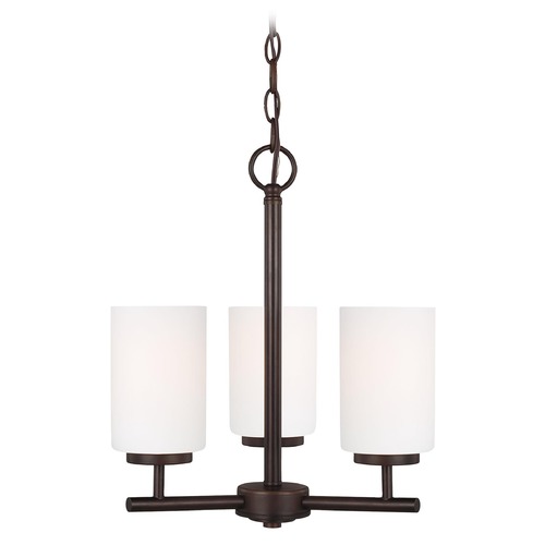 Generation Lighting Oslo Bronze Modern 3-Light Mini Chandelier with Etched Opal Glass 31160-710