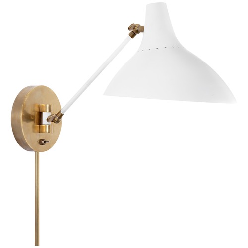 Visual Comfort Signature Collection Aerin Charlton Convertible Wall Light in White & Brass by Visual Comfort Signature ARN2006WHT