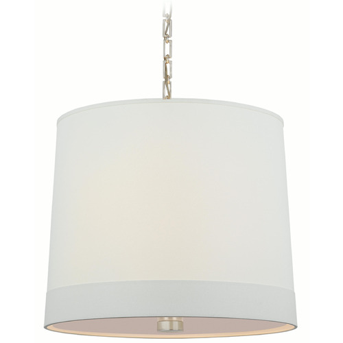 Visual Comfort Signature Collection Visual Comfort Signature Collection Simple Banded Soft Silver Pendant Light with Drum Shade BBL5110SS-L