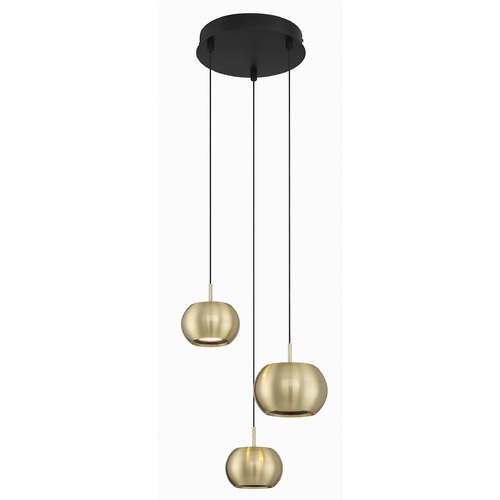 George Kovacs Lighting George Kovacs Halo Coal & Brushed Gold LED Multi-Light Pendant with Oval Shade P5473-884-L