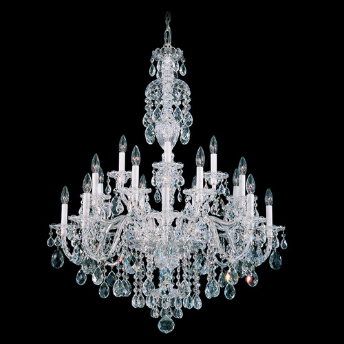 Schonbek Worldwide Lighting Sterling Polished Silver Crystal Chandelier