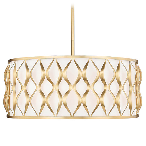 Z-Lite Z-Lite Harden Modern Gold Pendant Light with Drum Shade 1948P26-MGLD
