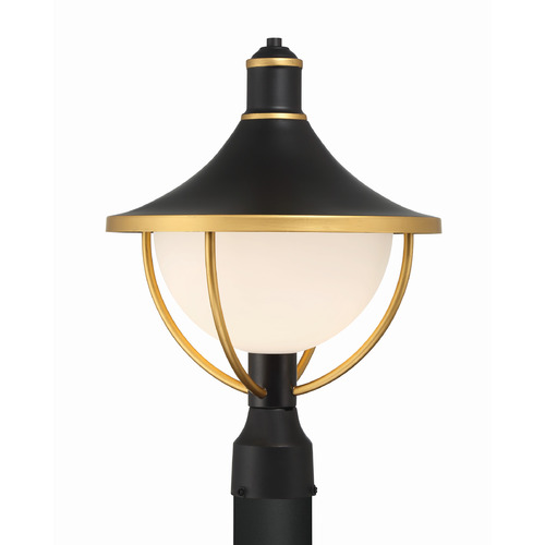 Crystorama Lighting Atlas Matte Black, Textured Gold Post Light