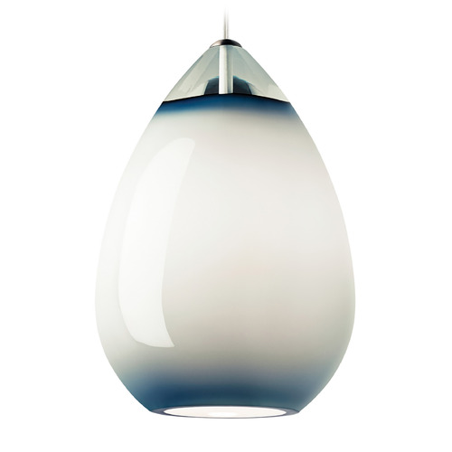 Alina Mini Pendant in Satin Nickel & Blue by Visual Comfort Modern